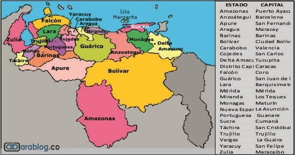 Estados y capitales de venezuela